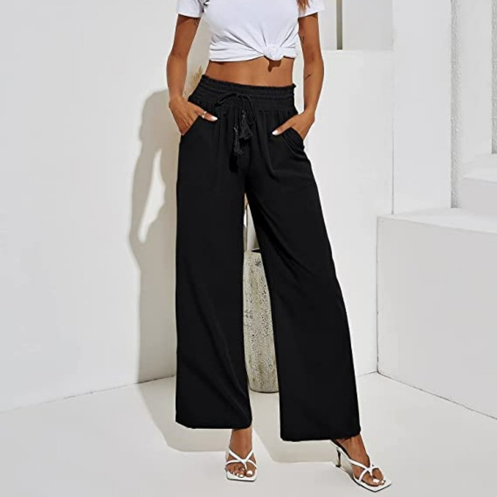 Black Linen Drawstring Pants